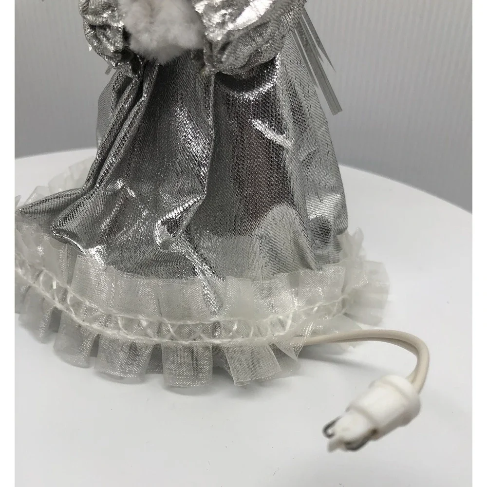 Christmas Ornament Victorian‎ Silver Angel Light Plug Into String of Lights